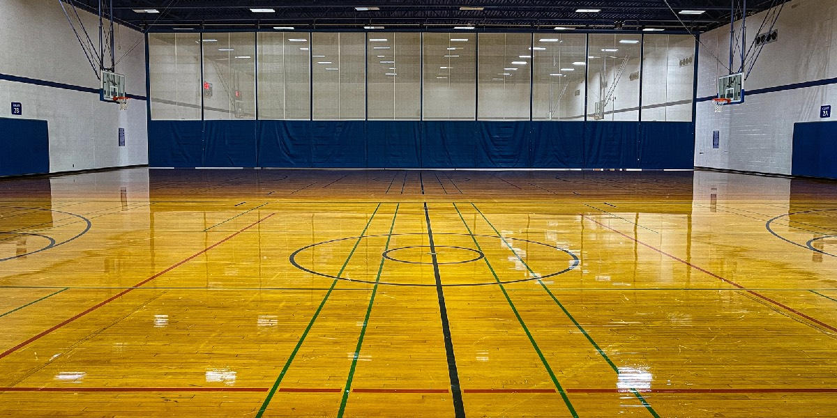 Gymnasium with bright lights
